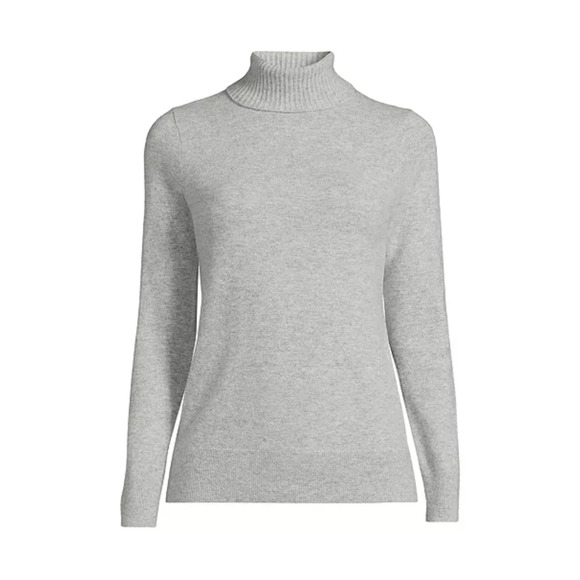 Lands End 100% Cashmere Turtleneck Sweater, gray XS - Picture 1 of 6